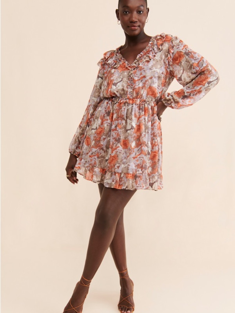 Current Air Anthropologie Anthro Floral Ruffle Mini Dress S Romantic Cottagecore